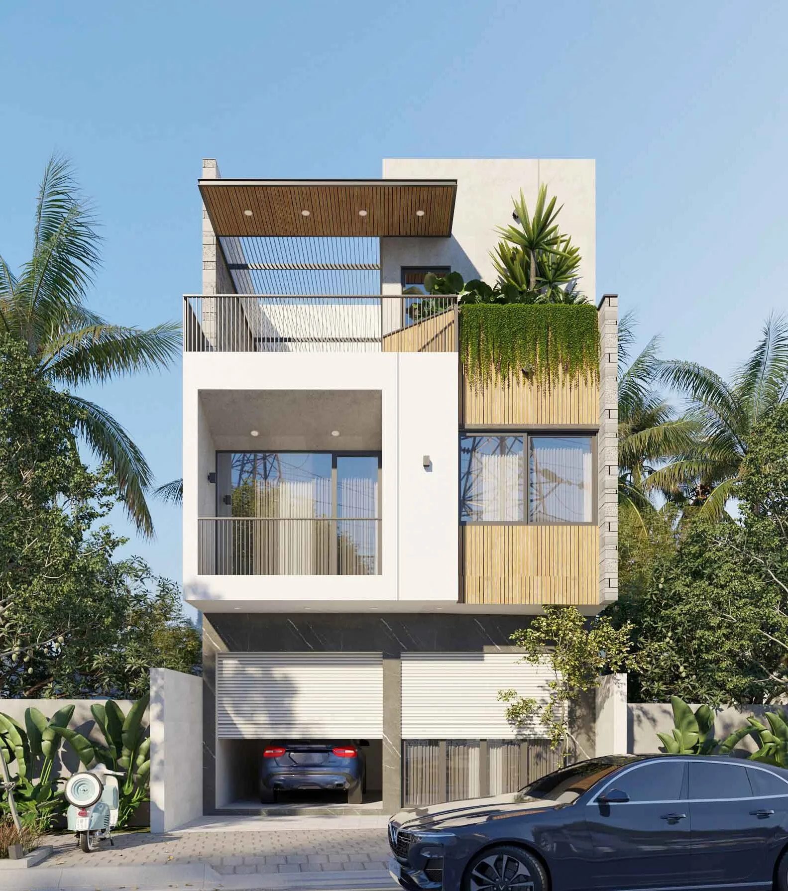 Nhà ống 3 tầng có gara ô tô