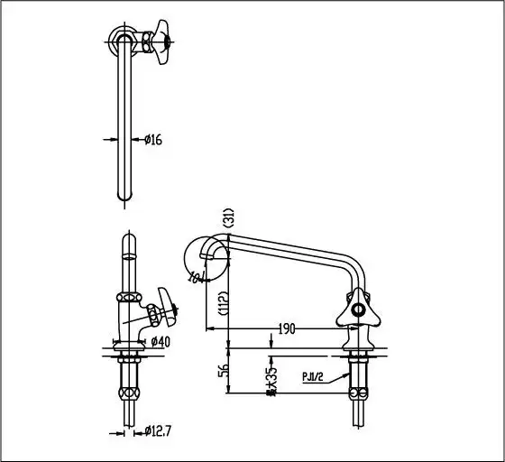 Bản vẽ kỹ thuật vòi bếp Inax lạnh LF-14-13