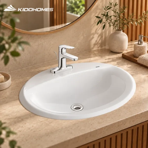 Chậu rửa INAX L-2395VEC Lavabo dương vành 3 lỗ