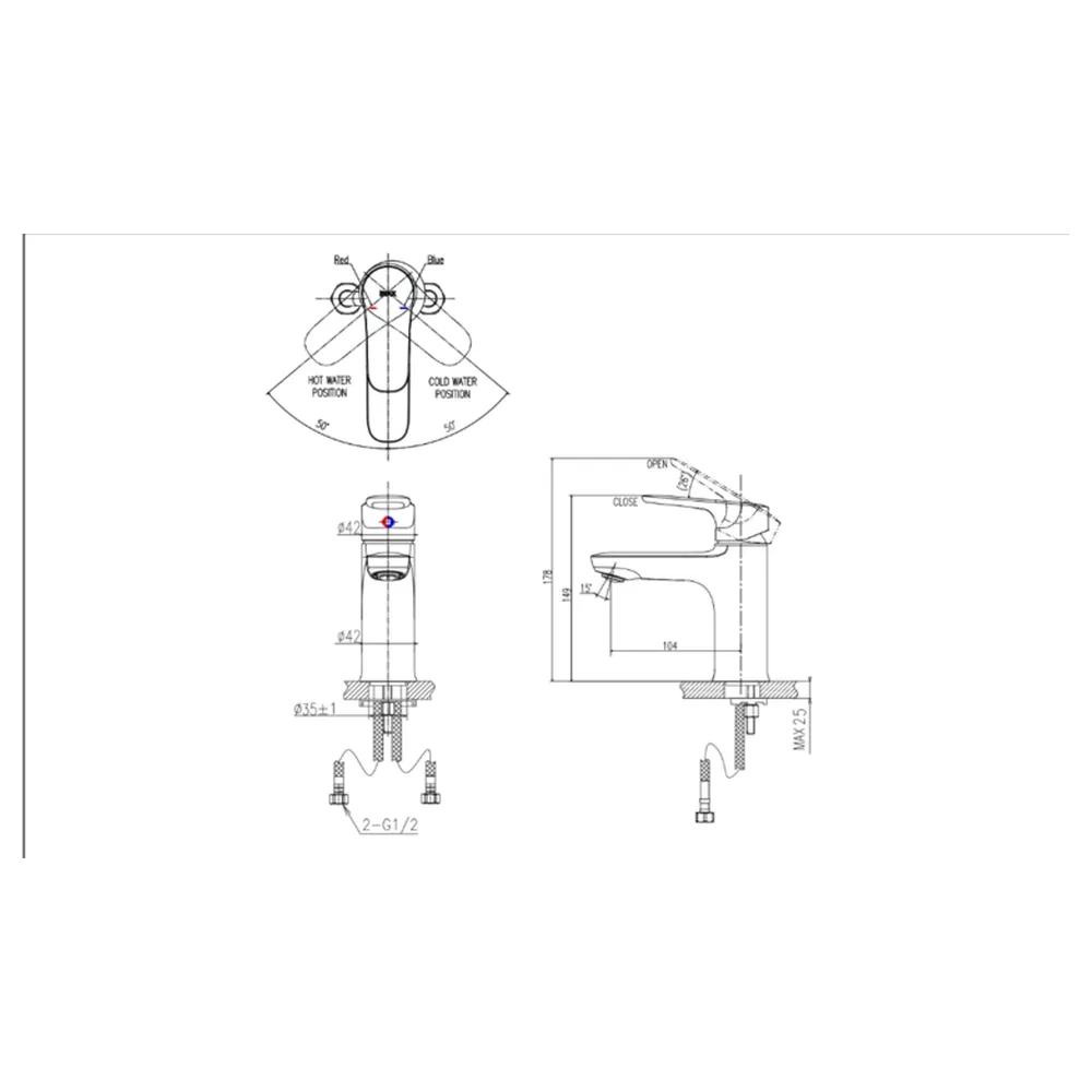 Bản vẽ kỹ thuật Vòi chậu rửa mặt INAX LFV-1402S-R