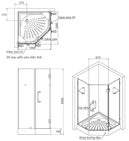 Bản vẽ kỹ thuật khay tắm đứng INAX SMBV-1000
