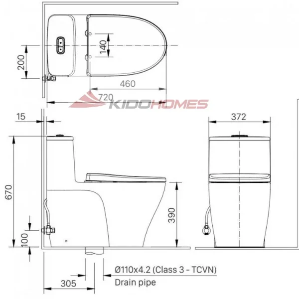 Bàn cầu kết hợp nắp rửa cơ AC-989 + CW-S32VN