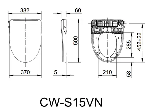 Bản vẽ kỹ thuật nắp rửa lạnh INAX CW-S15VN