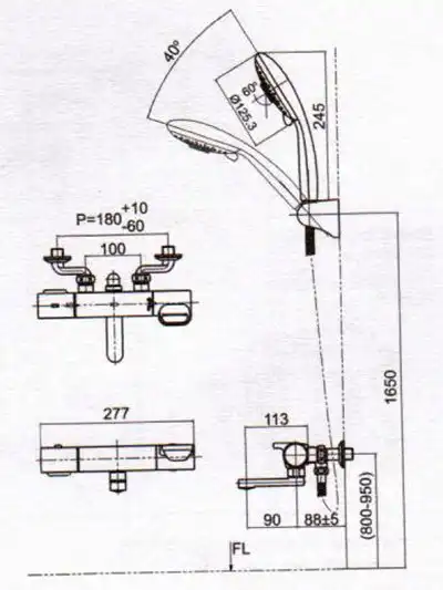 Bản vẽ kỹ thuật sen tắm INAX BFV-7145T-3C
