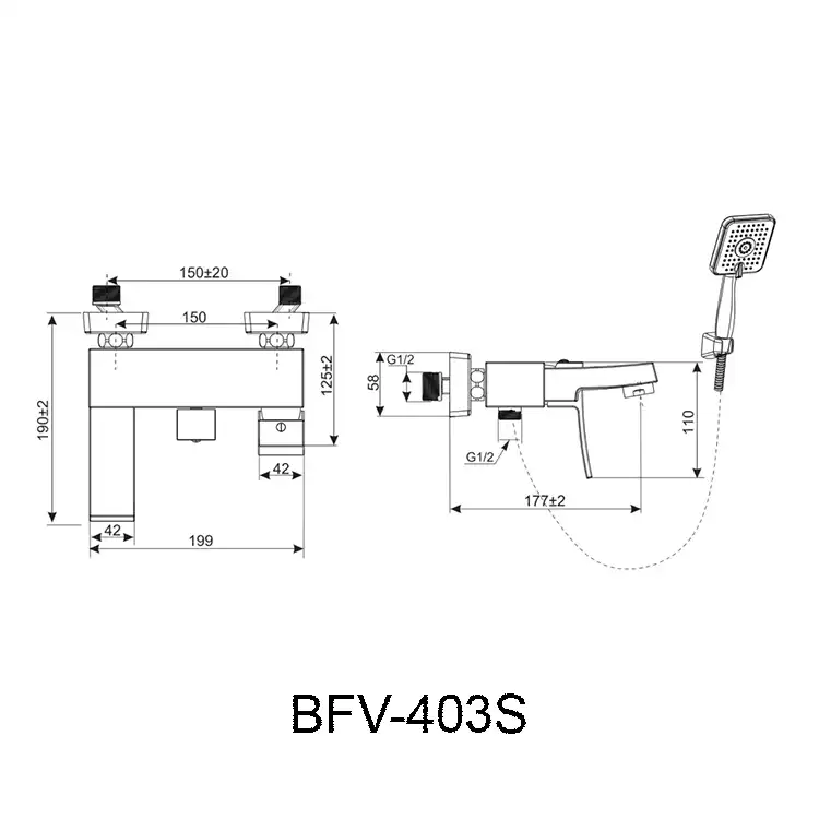 Bản vẽ kỹ thuật sen tắm INAX BFV-403S