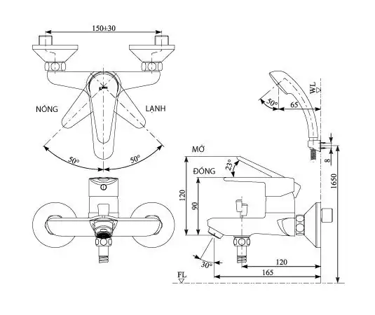 Bản vẽ kỹ thuật sen tắm INAX BFV-1103S