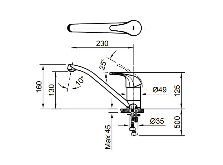 Bản vẽ kỹ thuật vòi bếp Inax lạnh SFV-302S