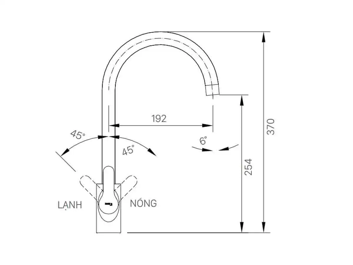 Bản vẽ kỹ thuật vòi bếp Inax nóng lạnh SFV-802S
