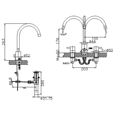 Bản vẽ kỹ thuật vòi chậu lavabo nóng lạnh INAX LFV-7100B