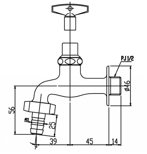 Bản vẽ kỹ thuật vòi nước lạnh INAX LF-15G-13