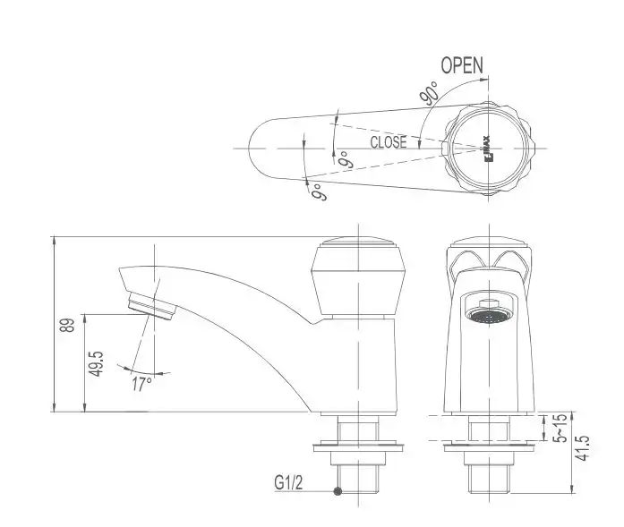 Bản vẽ kỹ thuật vòi lavabo nước lạnh INAX LFV-12A