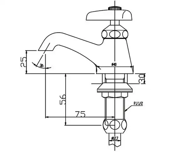 Bản vẽ kỹ thuật vòi lavabo nước lạnh INAX LF-1