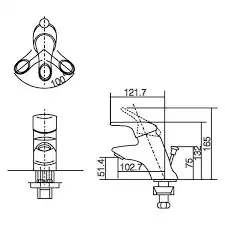 Bản vẽ kỹ thuật vòi chậu lavabo nóng lạnh INAX LFV-202S