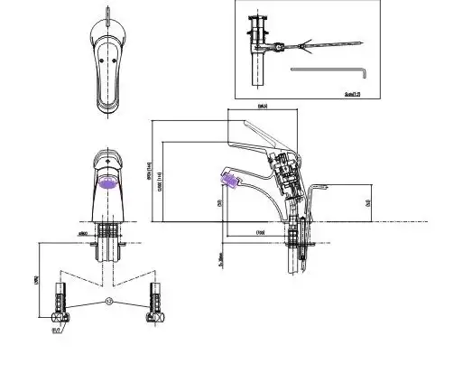 Bản vẽ kỹ thuật vòi chậu lavabo nóng lạnh INAX LFV-902S-1