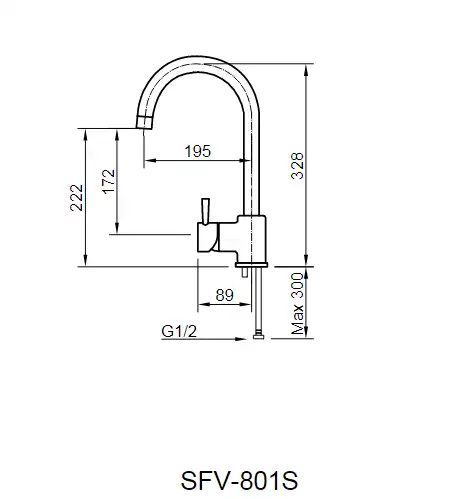Bản vẽ kỹ thuật vòi bếp Inax nóng lạnh SFV-801S