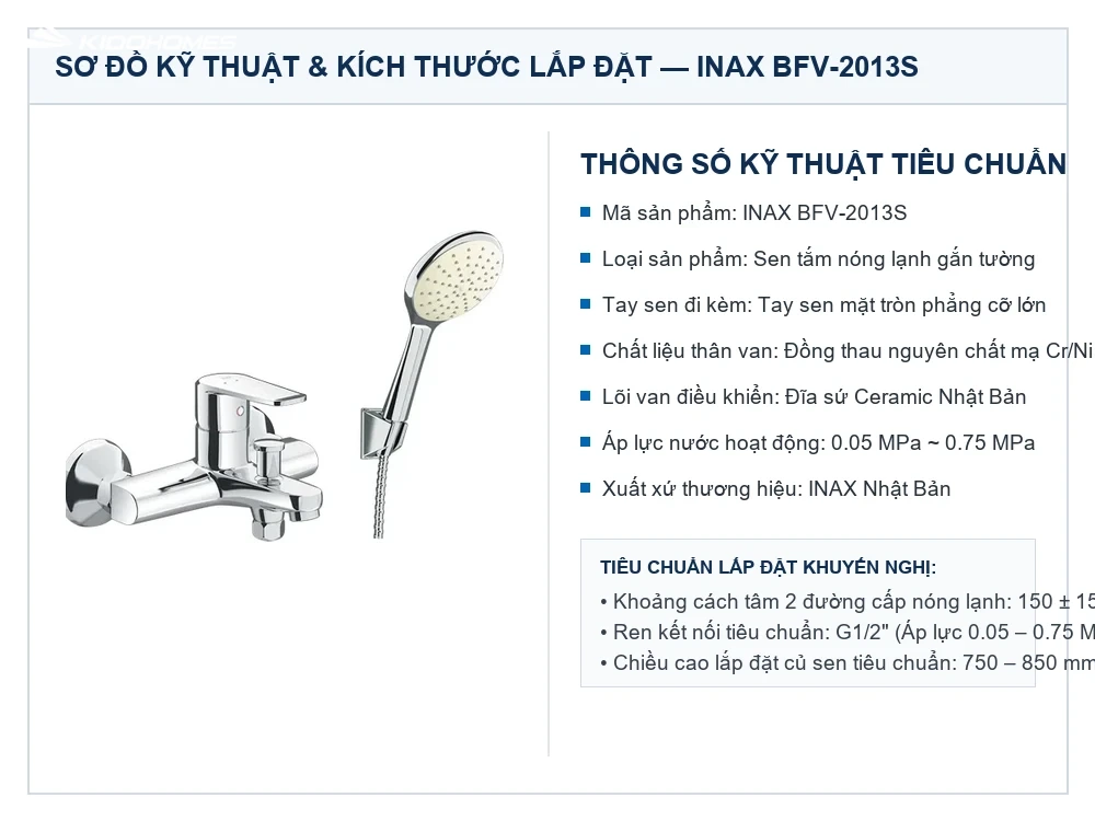 Bộ sen tắm INAX BFV-2013S – Nóng lạnh