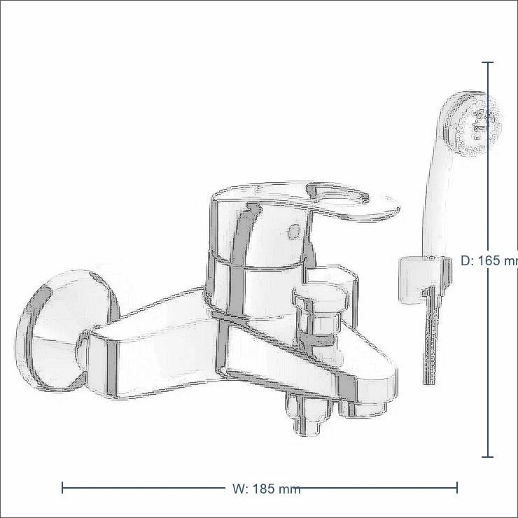Bản vẽ kỹ thuật Bộ sen tắm INAX BFV-203S - Nóng lạnh