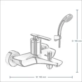 Bản vẽ kỹ thuật Bộ sen tắm INAX BFV-4103S-5C - Nóng lạnh