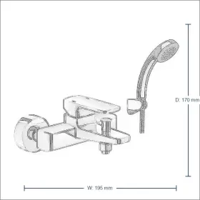 Bản vẽ kỹ thuật Bộ sen tắm INAX BFV-5003S - Nóng lạnh