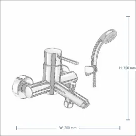 Bản vẽ kỹ thuật Bộ sen tắm INAX BFV-8000S-5C - Nóng lạnh