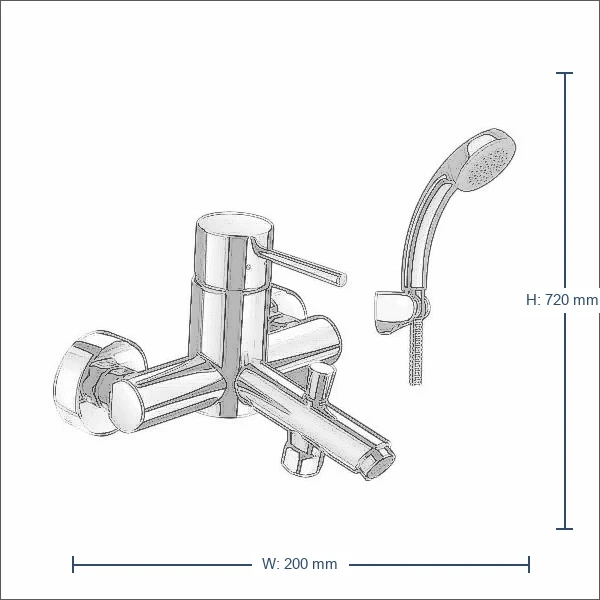 Bản vẽ kỹ thuật Bộ sen tắm INAX BFV-8000S-5C - Nóng lạnh