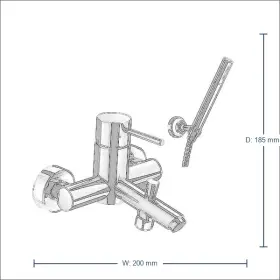 Bản vẽ kỹ thuật Bộ sen tắm INAX BFV-8000S - Nóng lạnh