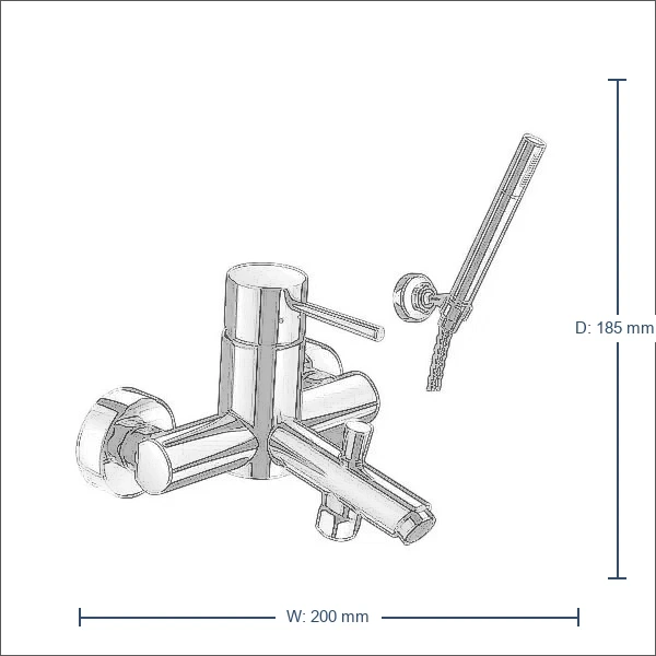 Bản vẽ kỹ thuật Bộ sen tắm INAX BFV-8000S - Nóng lạnh