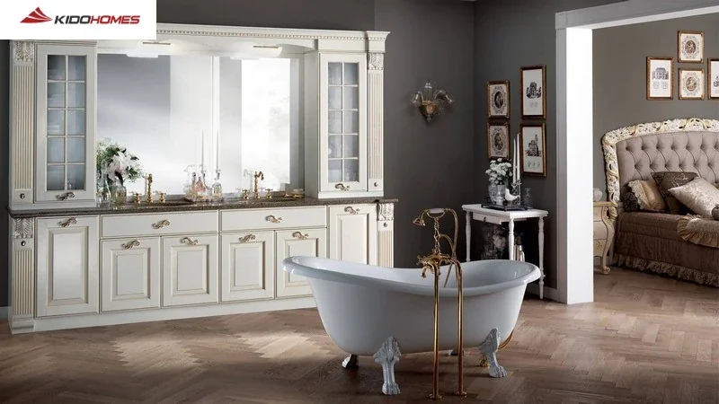 Kidohomes còn giới thiệu bộ sưu tập phòng tắm tân cổ điển giúp khách hàng hình dung một cách trực quan nhất.
