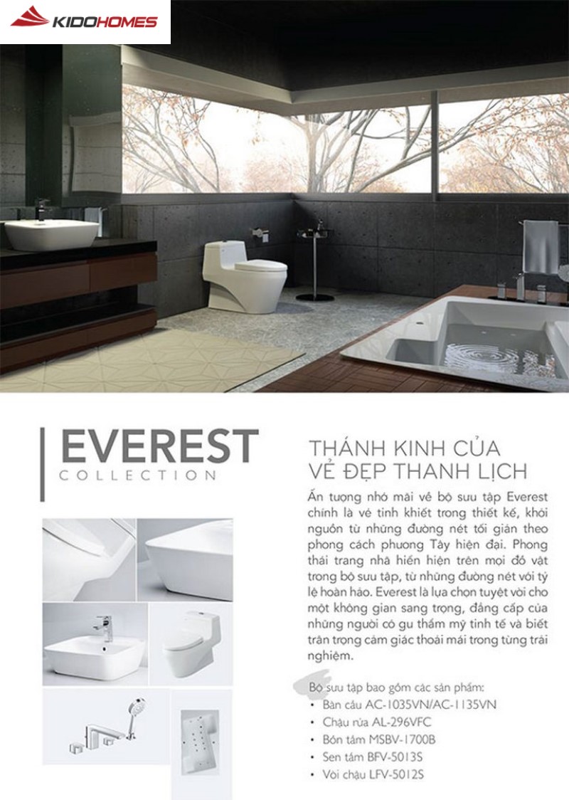 Bộ sưu tập Everest của INAX: Thiết kế thanh lịch, tinh tế