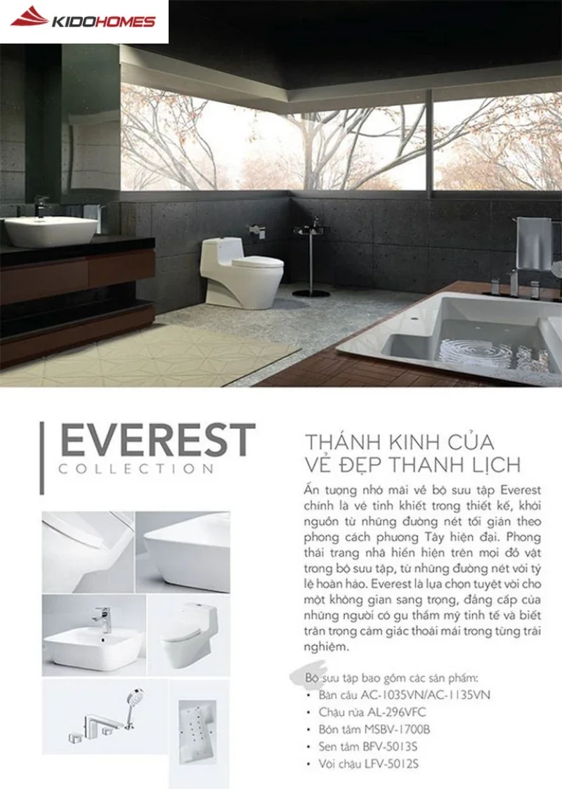 Bộ sưu tập Everest của INAX: Thiết kế thanh lịch, tinh tế