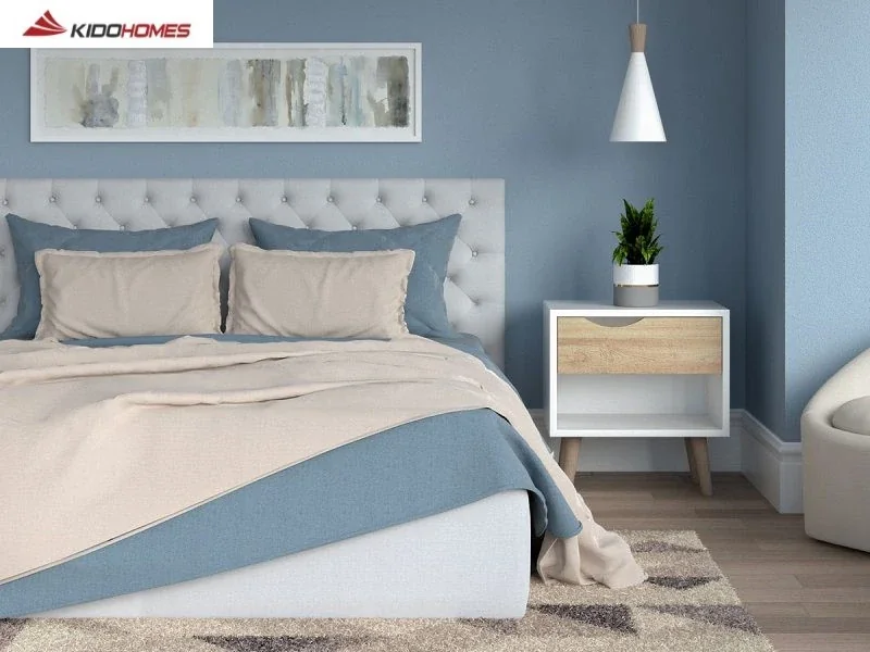 Giừơng ngủ đầu kê sát tường tạo cảm giác ổn đinh và an toàn Giừơng ngủ đầu kê sát tường tạo cảm giác ổn đinh và an toàn