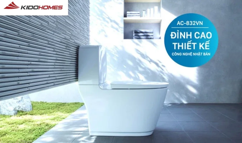 INAX AC-832VN: Có thiết kế truyền thống, két nước rời, đường nét thon gọn, phù hợp với không gian phòng tắm nhỏ hoặc thiết kế cổ điển