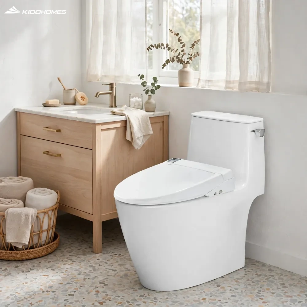 Bồn cầu INAX AC-912 + CW-KA22AVN trong phòng tắm Scandinavian ấm cúng