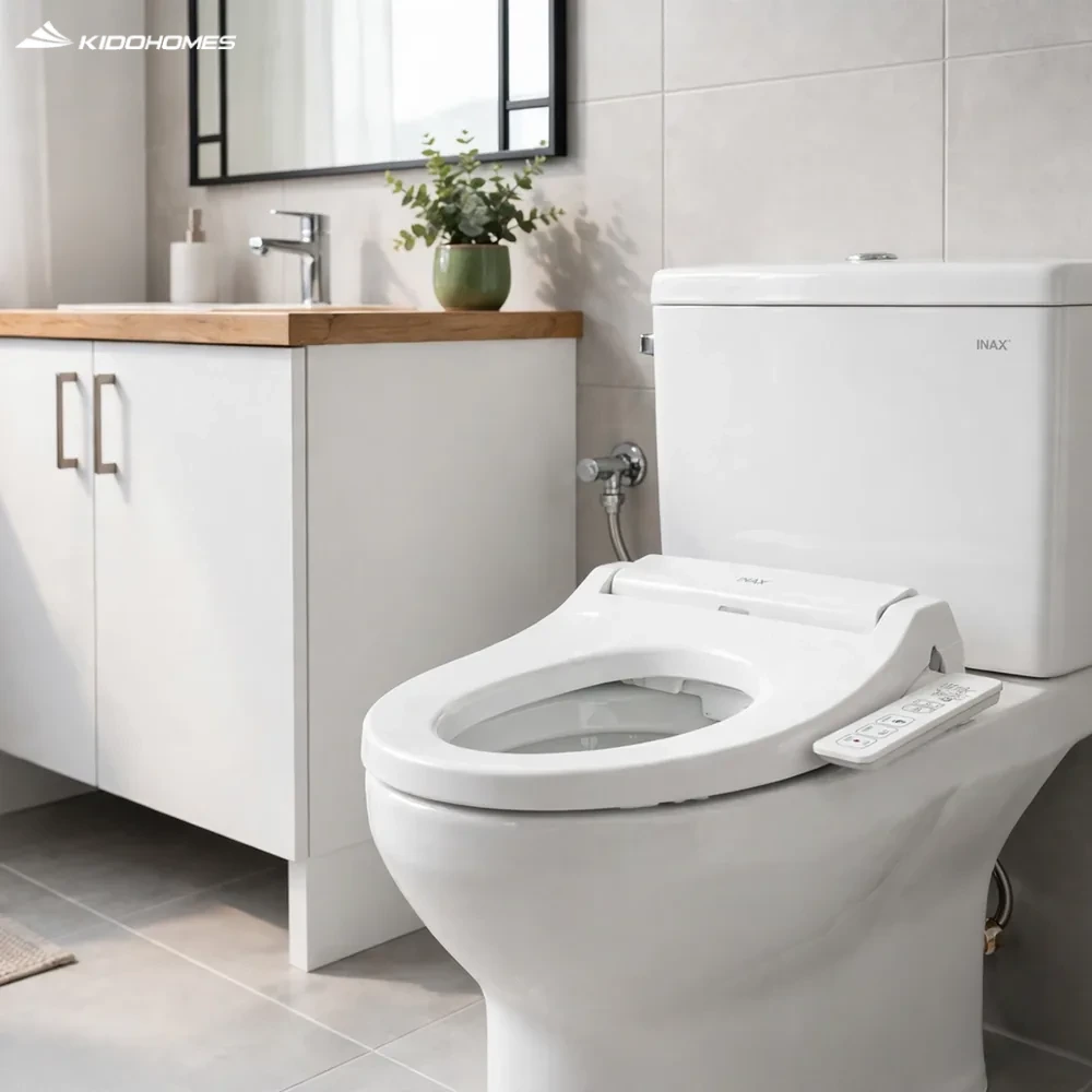 Bồn cầu INAX ACT-602+CW-H17VN 2 khối cảm ứng nắp rửa điện tử trong phòng tắm căn hộ sáng