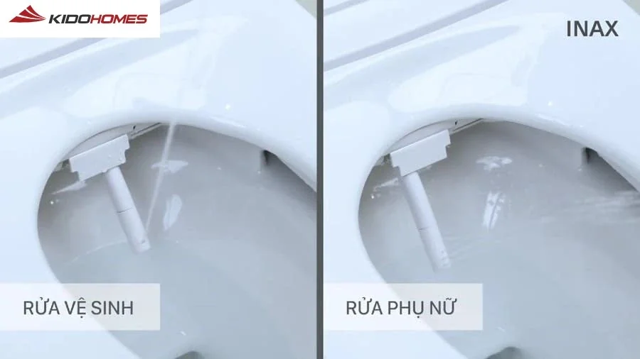 Chọn bàn cầu điện tử INAX có tốt không? Đánh giá từ chuyên gia 2025 1 Các chức năng cơ bản trên bồn cầu thông minh INAX: vòi rửa đa chức năng