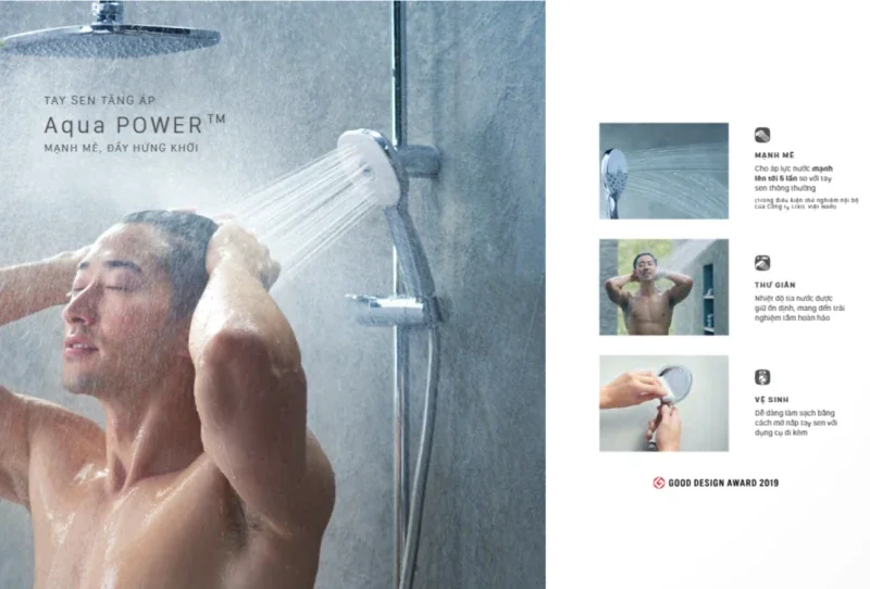 Catalogue Thiết bị vệ sinh INAX mới nhất 2025: Khám phá xu hướng và công nghệ tiên tiến 15 Công nghệ sen tăm Aqua power