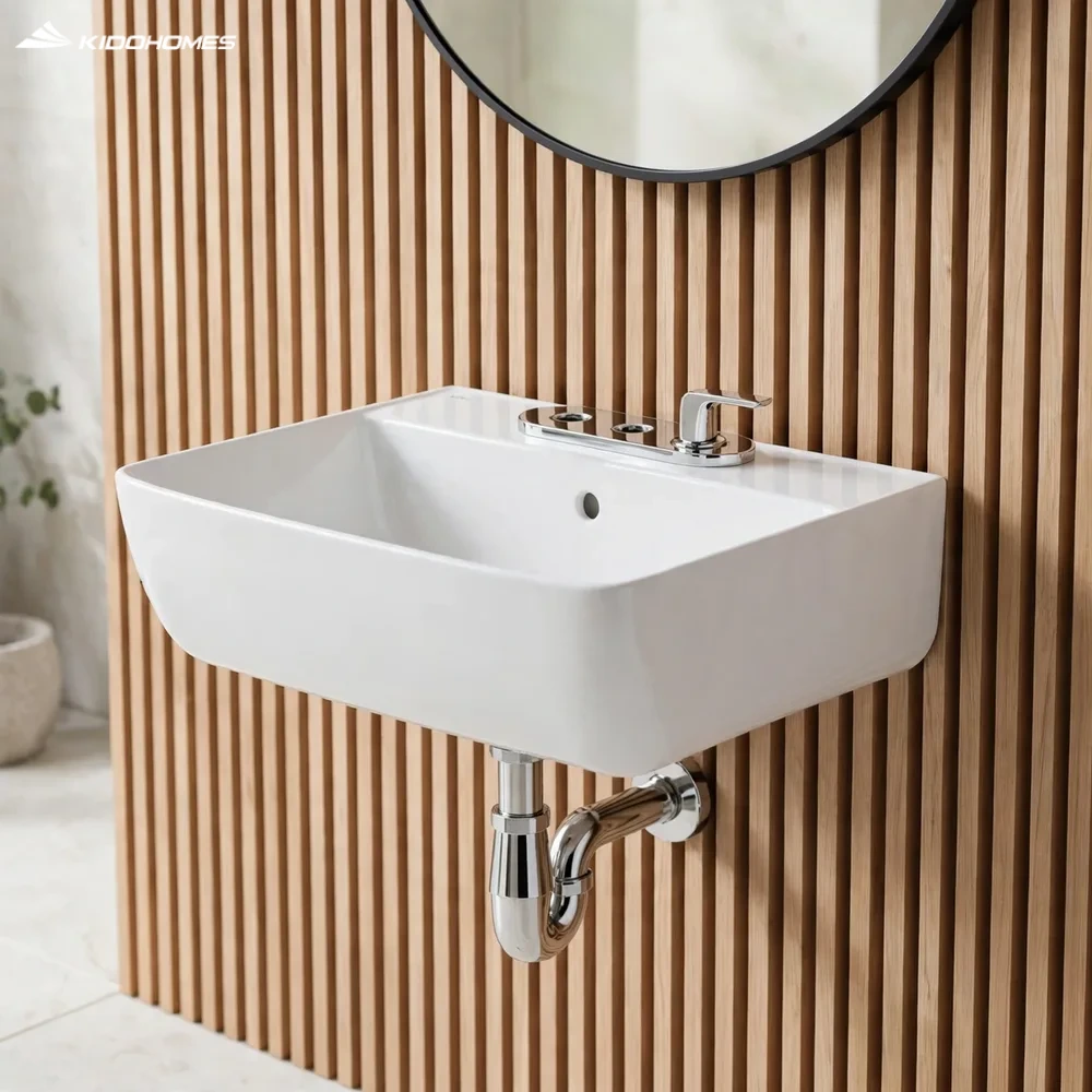 Phối cảnh phòng tắm với chậu lavabo treo tường INAX AL-312VEC và chân lửng