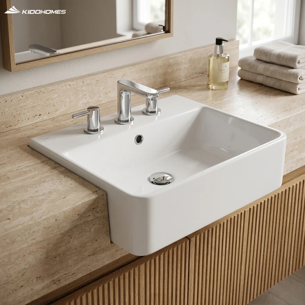 Chậu rửa mặt INAX AL-345VEC Bán âm bàn 3 lỗ Aqua Ceramic