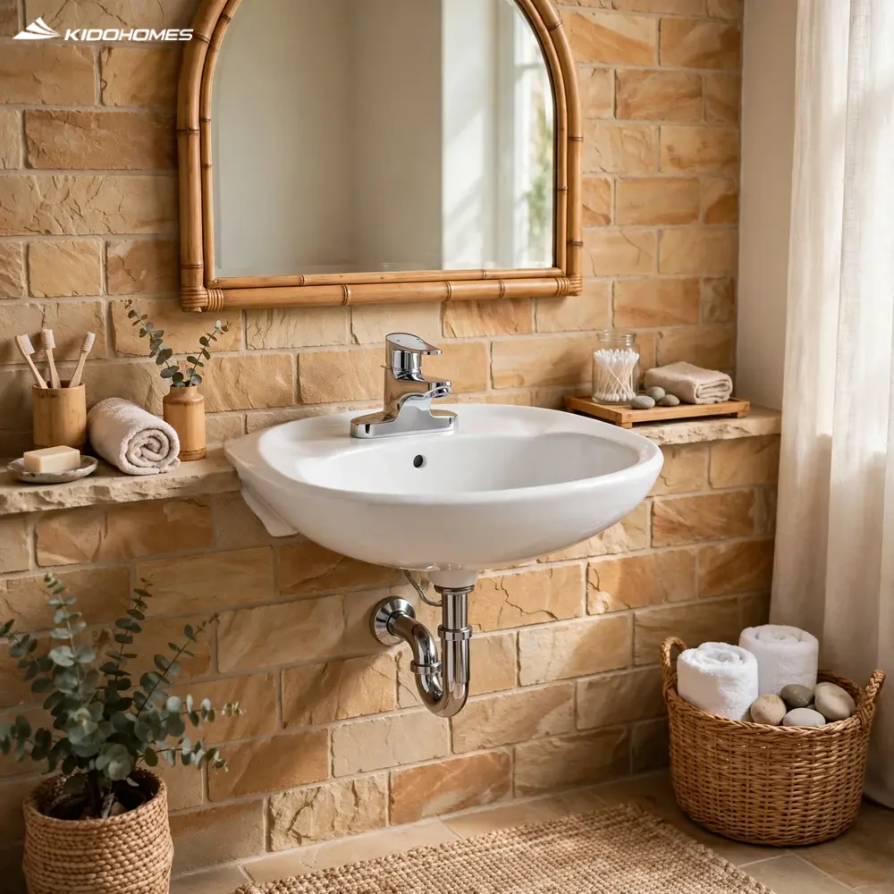 Phối cảnh phòng tắm spa với chậu lavabo treo tường INAX L-284VEC