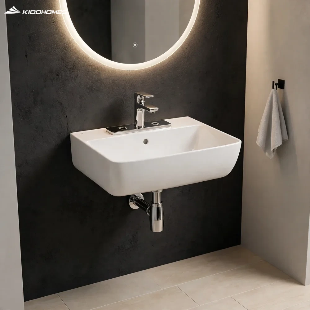 Phối cảnh phòng tắm với chậu lavabo treo tường INAX L-312VEC và chân lửng