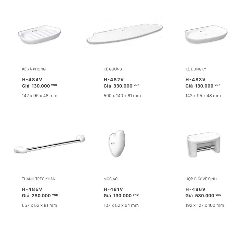 Chi tiết giá bán bộ phụ kiện phòng tắm Inax 6 món H-AC480V6
