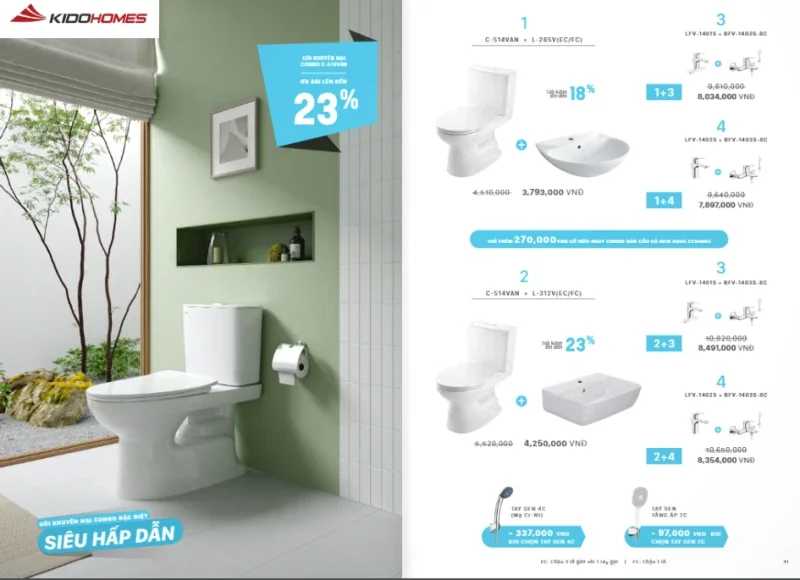Combo thiết bị vệ sinh Inax tiết kiệm siêu hấp dẫn