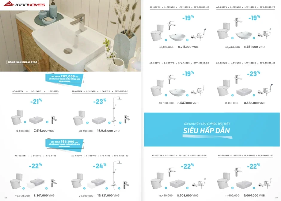 Combo thiết bị vệ sinh Inax: bồn cầu, chậu rửa, vòi chậu rửa  tiết kiệm