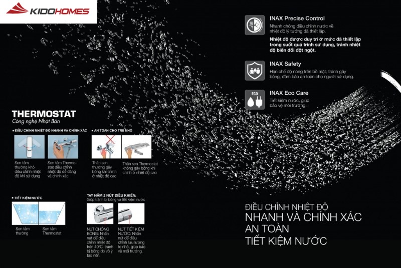 Công nghệ điều chỉnh nhiệt độ nước Thermotat an toàn, tiết kiệm