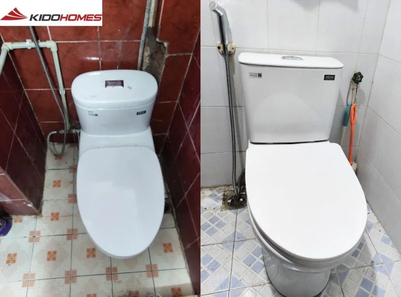 Hai công trình lắp đặt bồn cầu INAX tại Hà Nội: Lắp mới cho nhà anh Đa (Tây Hồ) và thay thế cho nhà chị Hoa (Hàng Bạc)