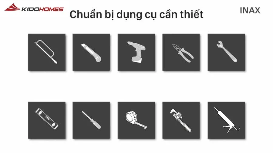 Chuẩn bị dụng cụ lắp đặt bồn cầu Inax