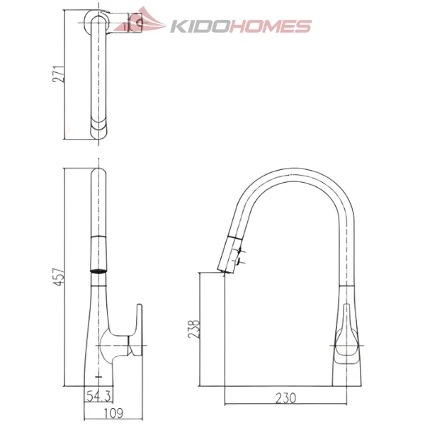 VÒI BẾP CÓ DÂY RÚT INAX SFV-900SX 1 vòi bếp INAX SFV-900SX