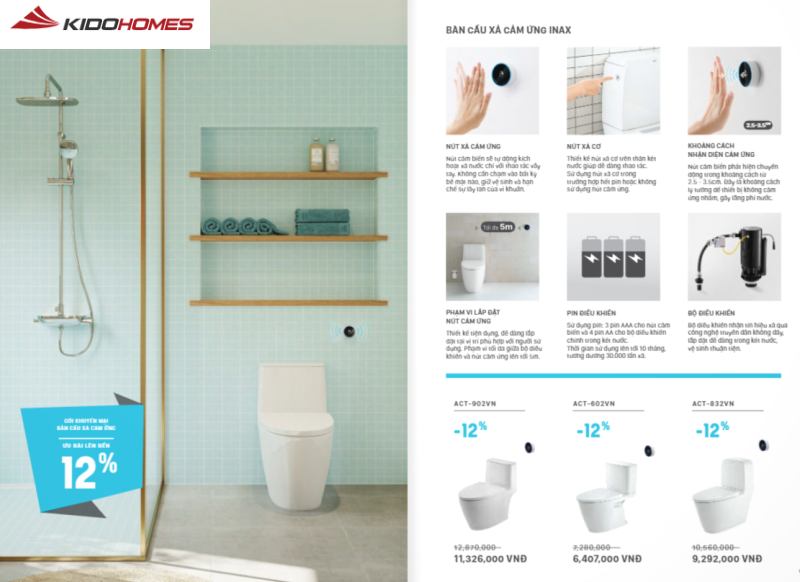 Thiết bị vệ sinh INAX chiết khấu bao nhiêu? Cập nhật mức ưu đãi mới nhất 2025 4 Mức chiết khấu thiết bị vệ sinh INAX mới nhất năm 2025: bồn cầu cảm ứng chiết khấu đến 12%