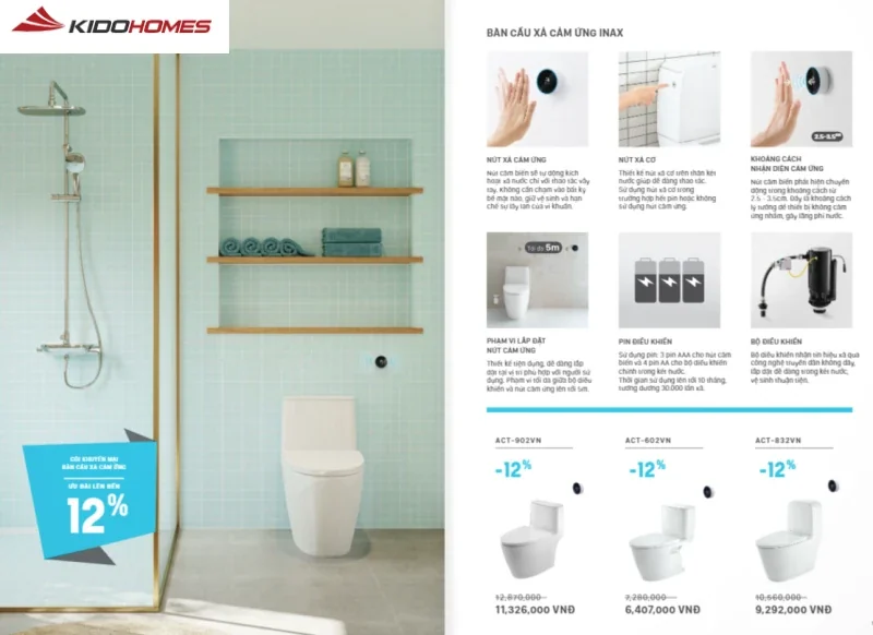 Thiết bị vệ sinh INAX chiết khấu bao nhiêu? Cập nhật mức ưu đãi mới nhất 2025 4 Mức chiết khấu thiết bị vệ sinh INAX mới nhất năm 2025: bồn cầu cảm ứng chiết khấu đến 12%