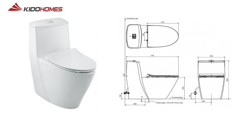 Kích thước bồn cầu Inax 1 khối Kích thước bồn cầu Inax 1 khối